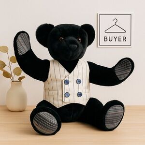 Vintage Black Teddy Bear‎ w/ Vest by Little Goodies 24” Stuffed Animal